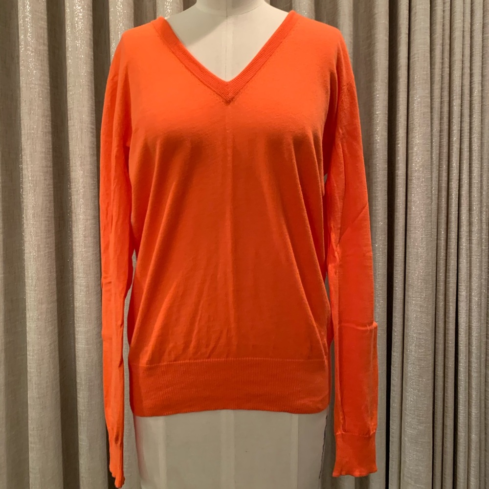 Jcrew orange v neck sweater
